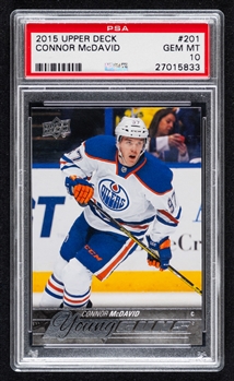 2015-16 Upper Deck Young Guns Hockey Card #201 Connor McDavid Rookie – Graded PSA GEM MT 10