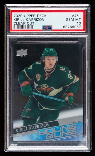 2020-21 Upper Deck Young Guns Clear Cut Hockey Card #451 Kirill Kaprizov Rookie - Graded PSA GEM MT 10