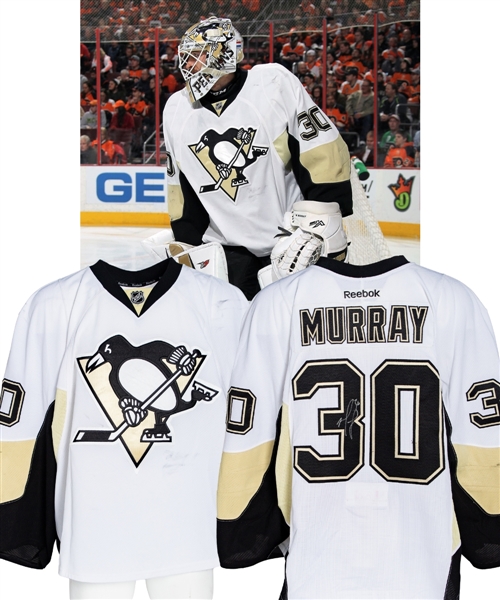 Matt Murrays 2015-16 Pittsburgh Penguins Signed Game-Worn Rookie Season Jersey with Team COA and JerseyTRAX Document - Stanley Cup Championship Season! - Photo-Matched!