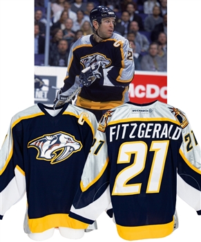 Tom Fitzgeralds 2000-01 Nashville Predators Game-Worn Captains Jersey with Team LOA 