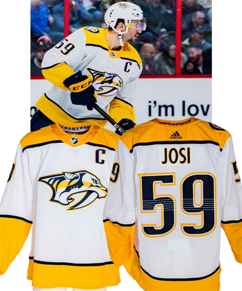 Roman Josis 2017-18 Nashville Predators Game-Worn Captains Jersey with LOA - Team Repairs! - Photo-Matched!