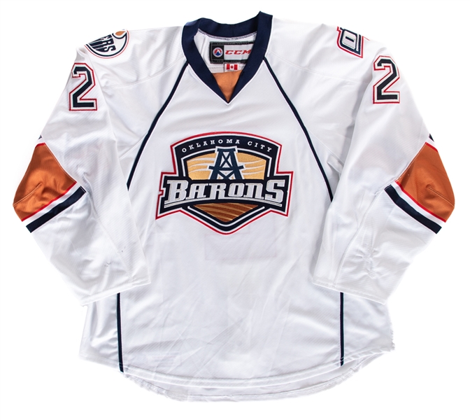 Graeme Craigs 2014-15 AHL Oklahoma City Barons Game-Worn Jersey with Team COA - Team Repairs!