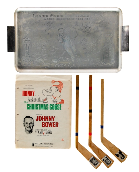 Toronto Maple Leafs 1962-63 Tray, 1960s Leafs Mini-Sticks & 1965 Sheet Music