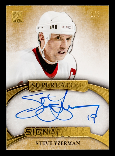 2015-16 Leaf ITG Superlative Signatures Signed Hockey Card #SIG-SY1 HOFer Steve Yzerman (1/3)