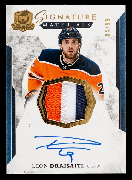 2017-18 Upper Deck The Cup Signature Materials Signature Patches Signed Hockey Card #SP-LD Leon Draisaitl (94/99)