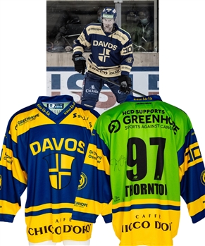 Joe Thorntons 2020-21 NL HC Davos Signed Warm-Up Worn Jersey with LOA