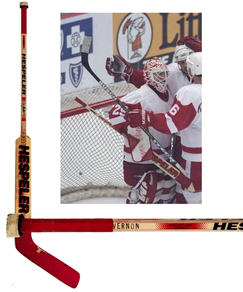 Mike Vernons 1996-97 Detroit Red Wings Hespeler HMP Game-Used Stick - Stanley Cup and Conn Smythe Trophy Winning Season! 