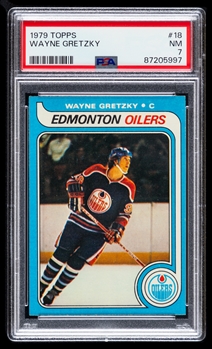 1979-80 Topps Hockey Card #18 HOFer Wayne Gretzky Rookie - Graded PSA 7