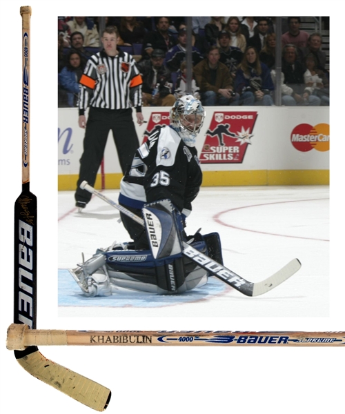 Nikolai Khabibulins Early-to-Mid-2000s Tampa Bay Lightning Signed Bauer Supreme 4000 Pro Game-Used Stick