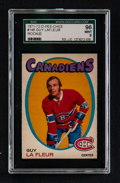 1971-72 O-Pee-Chee Hockey Card #148 HOFer Guy Lafleur Rookie - Graded SGC MINT 9