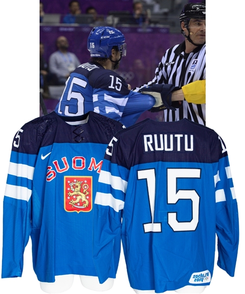 Tuomo Ruutus 2014 Sochi Winter Olympics Team Finland Game-Worn Jersey - Photo-Matched!