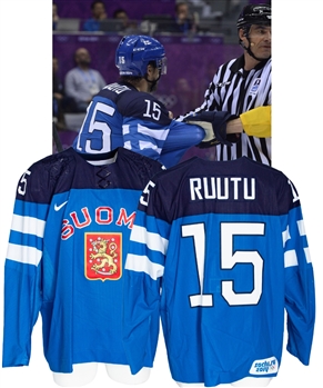 Tuomo Ruutus 2014 Sochi Winter Olympics Team Finland Game-Worn Jersey - Photo-Matched!