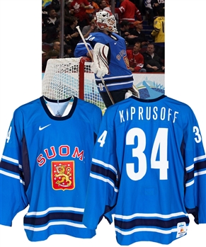 Miikka Kiprusoffs 2010 Vancouver Winter Olympics Team Finland Game-Worn Jersey - Photo-Matched!