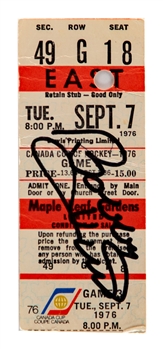 September 7th 1976 Canada Cup Game #3 Ticket (Canada 4 vs Sweden 0) - Ticket Signed by Bobby Hull Who Scored the Game-Winning Goal for Canada!