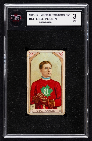 1911-12 Imperial Tobacco C55 Hockey Card #44 George "Skinner" Poulin - Graded KSA 3