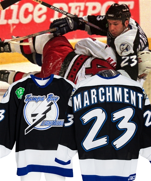 Bryan Marchment’s 1997-98 Tampa Bay Lightning Game-Worn Jersey – John Cullen Patch!