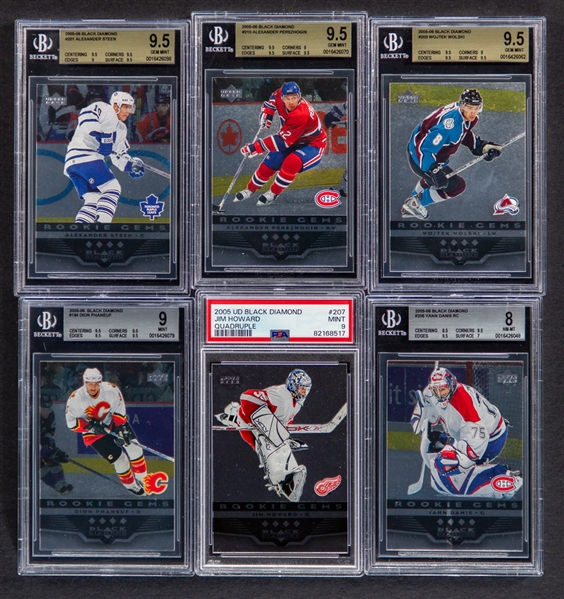 2005-06 Upper Deck Black Diamond Rookie Gems Quadruple PSA/Beckett-Graded Hockey Cards (6)