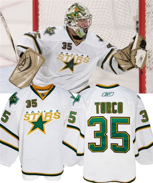 Marty Turcos 2007-08 Dallas Stars Game-Worn Regular Season and Playoffs Jersey with LOAs - Photo-Matched!
