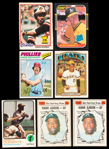 HOFers and Stars Vintage and Modern Baseball Card Collection (750+) Including Aaron, Clemente, Ryan, Brett, Schmidt, Ripken, Murray, Boggs, Molitor, Canseco, Mattingly, Clemens and McGwire