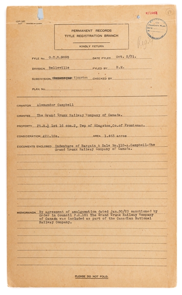 Alexander Campbell (1854 - Joint Premier Province of Canada), Allan McNab (2) (Joint Premier Province of Canada), Oliwer Mowat (1889 - Third Premier Ontario) & Henry Pellatt (1912) Signed Deei