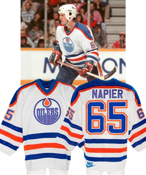 Mark Napiers 1986-87 Edmonton Oilers Game-Worn Jersey from the Michael Wexler Collection with Oilers LOA and MeiGray COR 