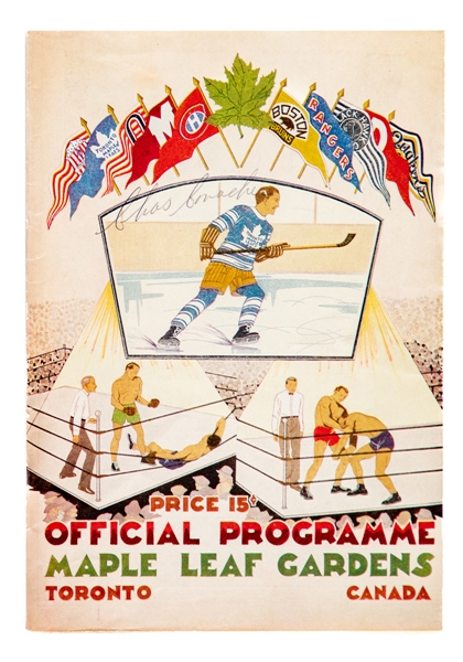 Deceased HOFer Charlie "Chas" Conacher Signed Toronto Maple Leafs 1931-32 Maple Leaf Gardens Inaugural Season Program with JSA LOA - Stanley Cup Championship Season!