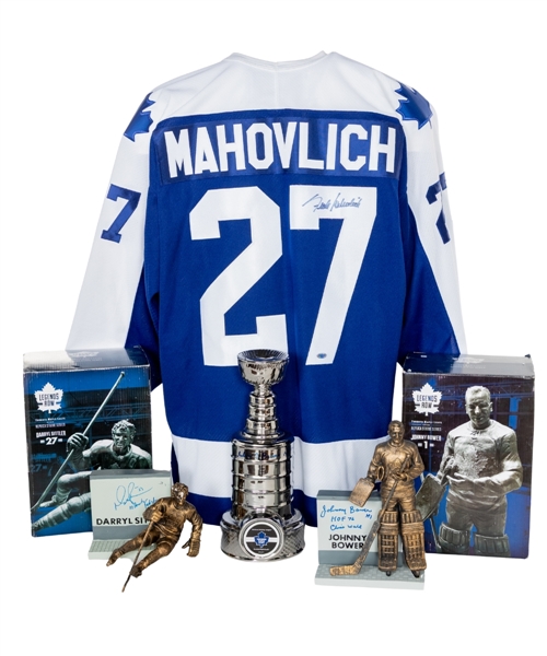 HOFers Frank Mahovlich, Johnny Bower and Darryl Sittler Toronto Maple Leafs Signed  Memorabilia Collection (8 Pieces)
