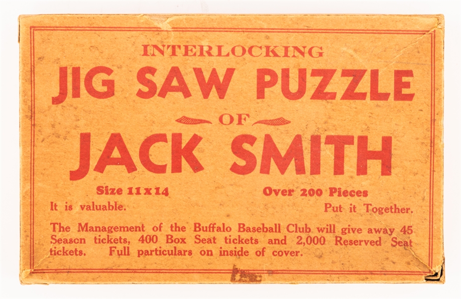 1933 International League Buffalo Baseball Club Jack Smith Jigsaw Puzzle in Original Box