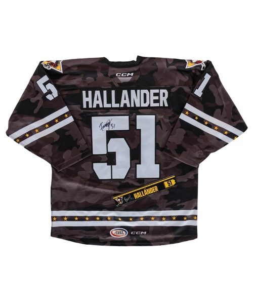 Philip Hallanders 2022-23 AHL Wilkes-Barre Scranton Penguins "Military Appreciation Night" Signed Game-Worn Jersey with Team LOA