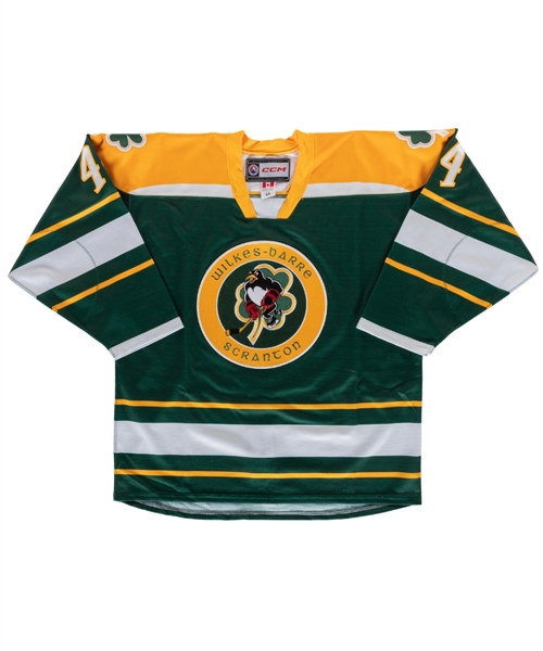 Jonathan Grudens 2022-23 AHL Wilkes-Barre Scranton Penguins "St. Patricks Day" Game-Worn Jersey with Team LOA