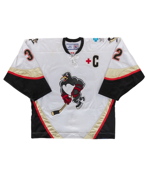 Alain Nasreddines 2005-06 AHL Wilkes-Barre Scranton Penguins Signed Game-Worn Captains Jersey with Team LOA - American Red Cross Patch!