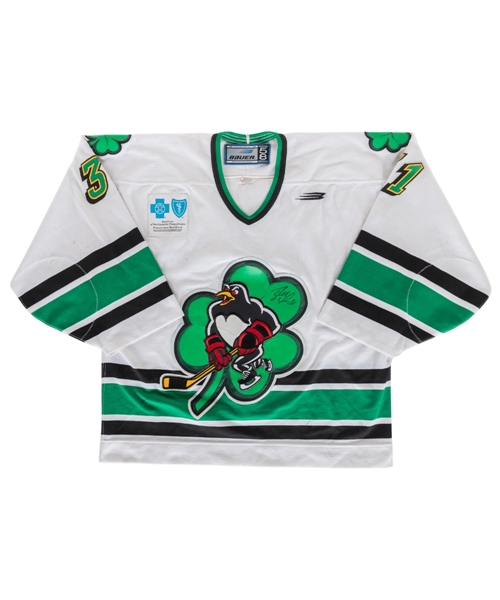 Tyler Moss 1999-2000 AHL Wilkes-Barre Scranton Penguins "St. Patricks Day" Game-Worn Jersey