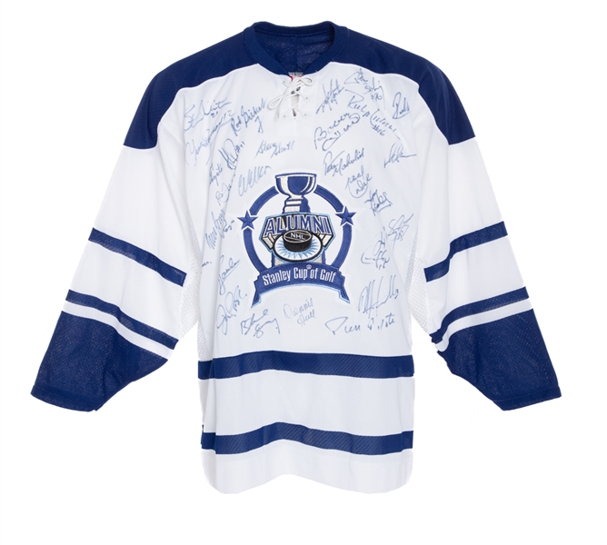 Pierre Pilotes 1995 Oshawa Golf Club Trophy, Hockey Hall of Fame Multi-Signed Books (2) and NHL Alumni "Stanley Cup of Golf" Multi-Signed Jersey from His Personal Collection with Family LOA