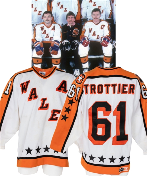 Bryan Trottiers 1986 NHL All-Star Game Wales Conference Game-Worn Jersey Originating From His Personal Collection with His Signed COA - Video-Matched!