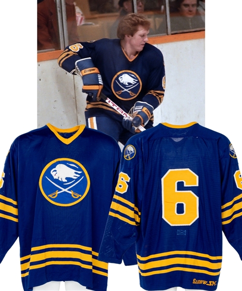 Jim Schoenfelds 1981-82 Buffalo Sabres Game-Worn Jersey - Team Repairs!