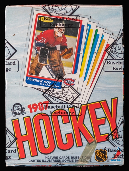 1986-87 O-Pee-Chee Hockey Wax Box (48 Unopened Packs) - BBCE Certified - Patrick Roy Rookie Card Year!