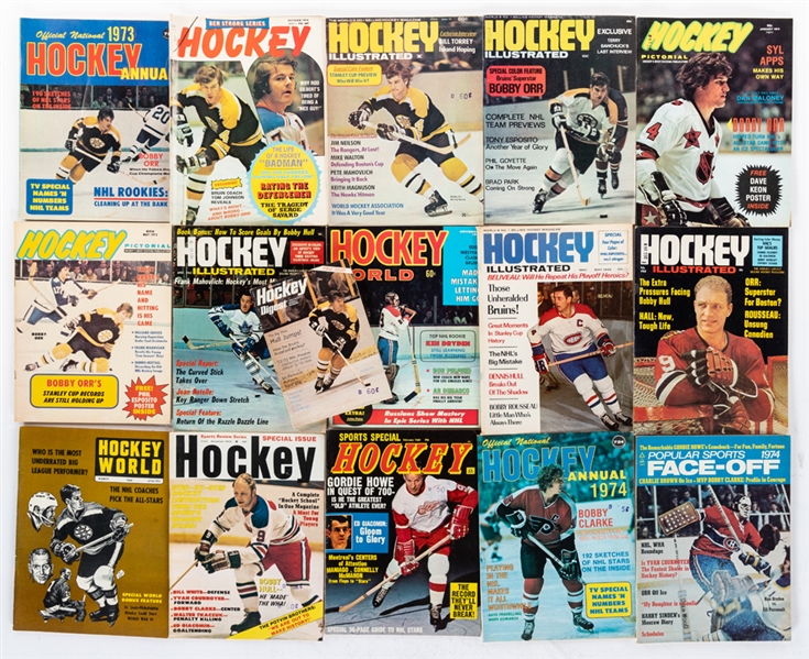 Late-1960s/1970s Hockey Magazines Collection (140+) Inc. Hockey Pictorial, Hockey Illustrated, Hockey World & Others - Lots of Orr, Howe, Hull and Other Stars Covers