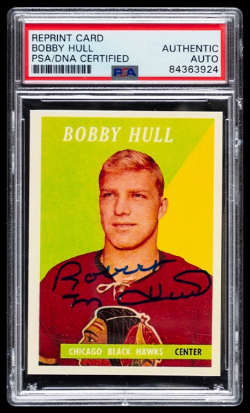 1958-59 Topps #66 HOFer Bobby Hull Signed Modern Reprint Rookie Card - PSA/DNA Certified Autograph