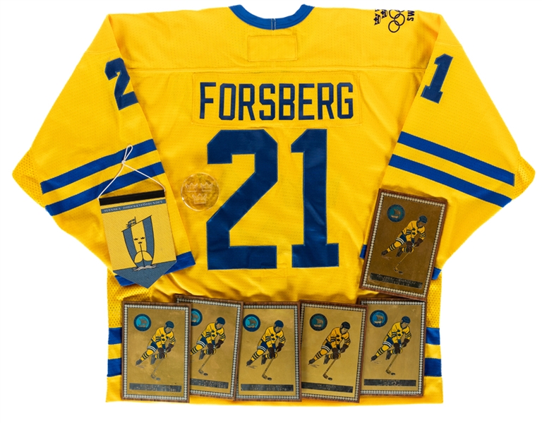 Peter Forsbergs 2006 Winter Olympics Team Sweden Game-Issued Jersey and Collection of Swedish Ice Hockey Memorabilia from Kimmo Leinonens Personal Collection with LOA