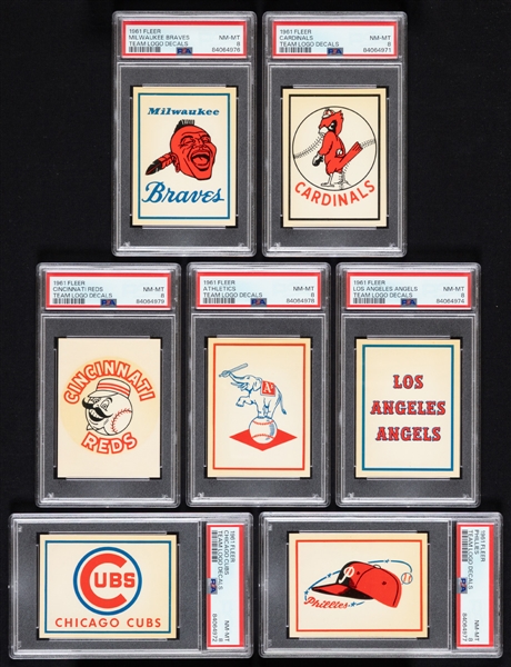 1961 Fleer Team Logo Decals Collection (132) Including PSA-Graded NM-MT 8 Examples (7)