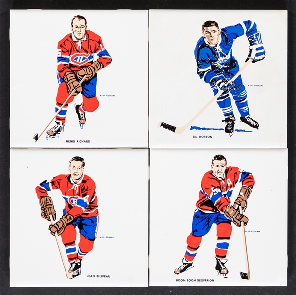 1962-63 H.M. Cowan/Screenart NHL Hockey Tile Starter Set of 23 Including Beliveau, Richard, Geoffrion, Worsley, Horton and Others
