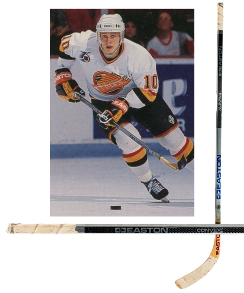 Pavel Bures Early-1990s Vancouver Canucks Easton Aluminium Game-Used Rookie Era Stick (Retaped Blade)