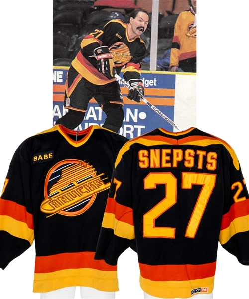 Harold Snepsts 1988-89 Vancouver Canucks Game-Worn Jersey - "BABE" Memorial Patch! 