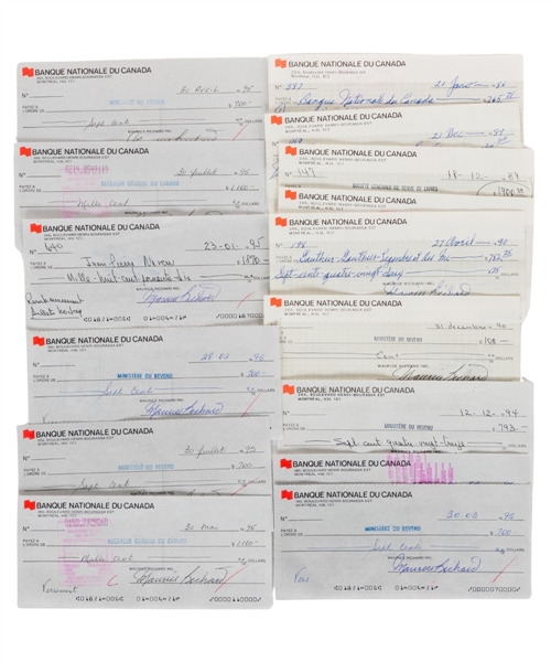 Deceased HOFer Maurice Richard Signed Checks (15) 