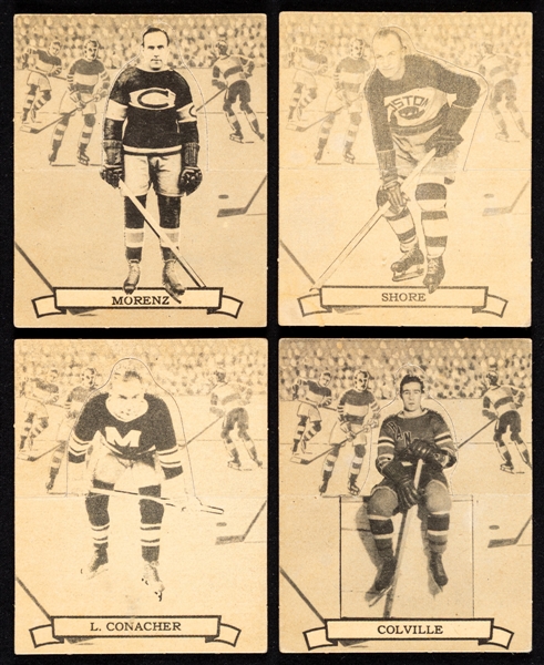1936-37 O-Pee-Chee Series "D" (V304D) Hockey Cards (18) Including Morenz, Shore, Conacher and Colville