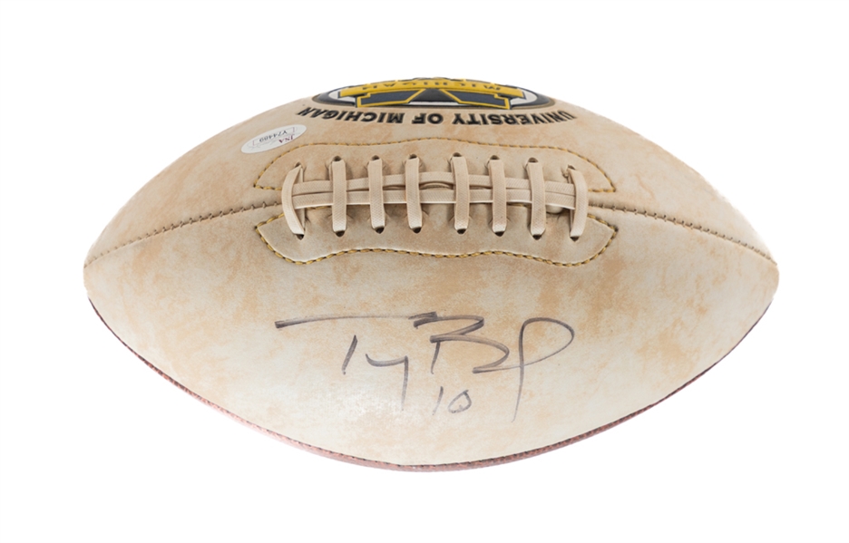 Tom Brady Signed Michigan Wolverines Football with JSA LOA