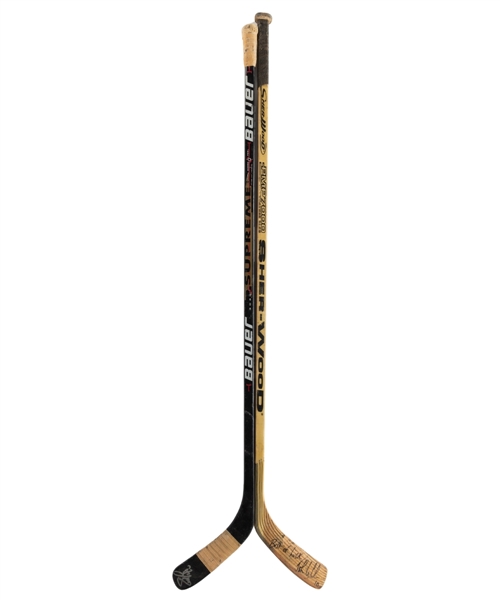 Eric Lindros and John LeClair’s Mid-to-Late-1990s Philadelphia Flyers Signed Game-Used Sticks 