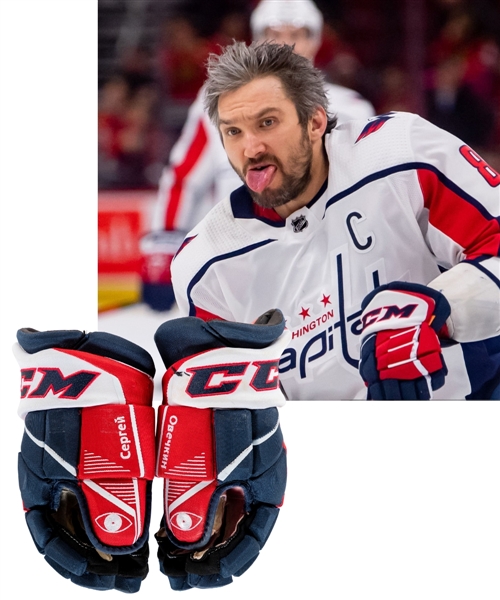Alexander Ovechkins 2018-19 Washington Capitals CCM Pro Game-Used Gloves - Maurice “Rocket” Richard Trophy Season! - Photo-Matched! 
