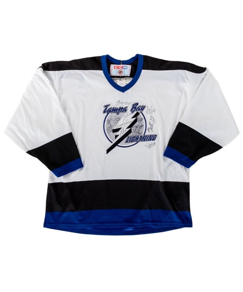 Tampa Bay Lightning 1995-96 Multi-Signed CCM Replica Jersey by 13 Including Hamrlik, Cullen, Puppa, Shaw and Others with JSA Auction LOA