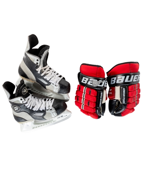Ken Daneykos New Jersey Devils Late-1990s Bauer Game-Worn Gloves and Early-2000s Bauer Vapor Game-Worn Skates with Team LOAs and CORs